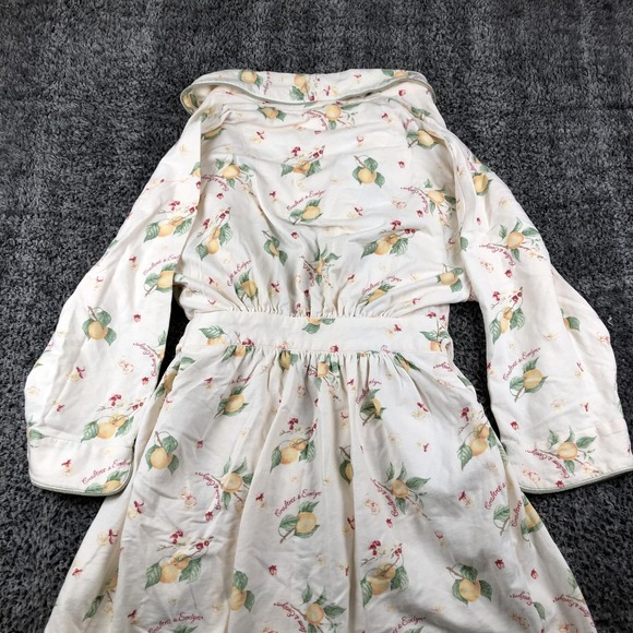 Crabtree & Evelyn Robe Womens Small White Cotton Kimono Belted Lemon Floral - Picture 4 of 13